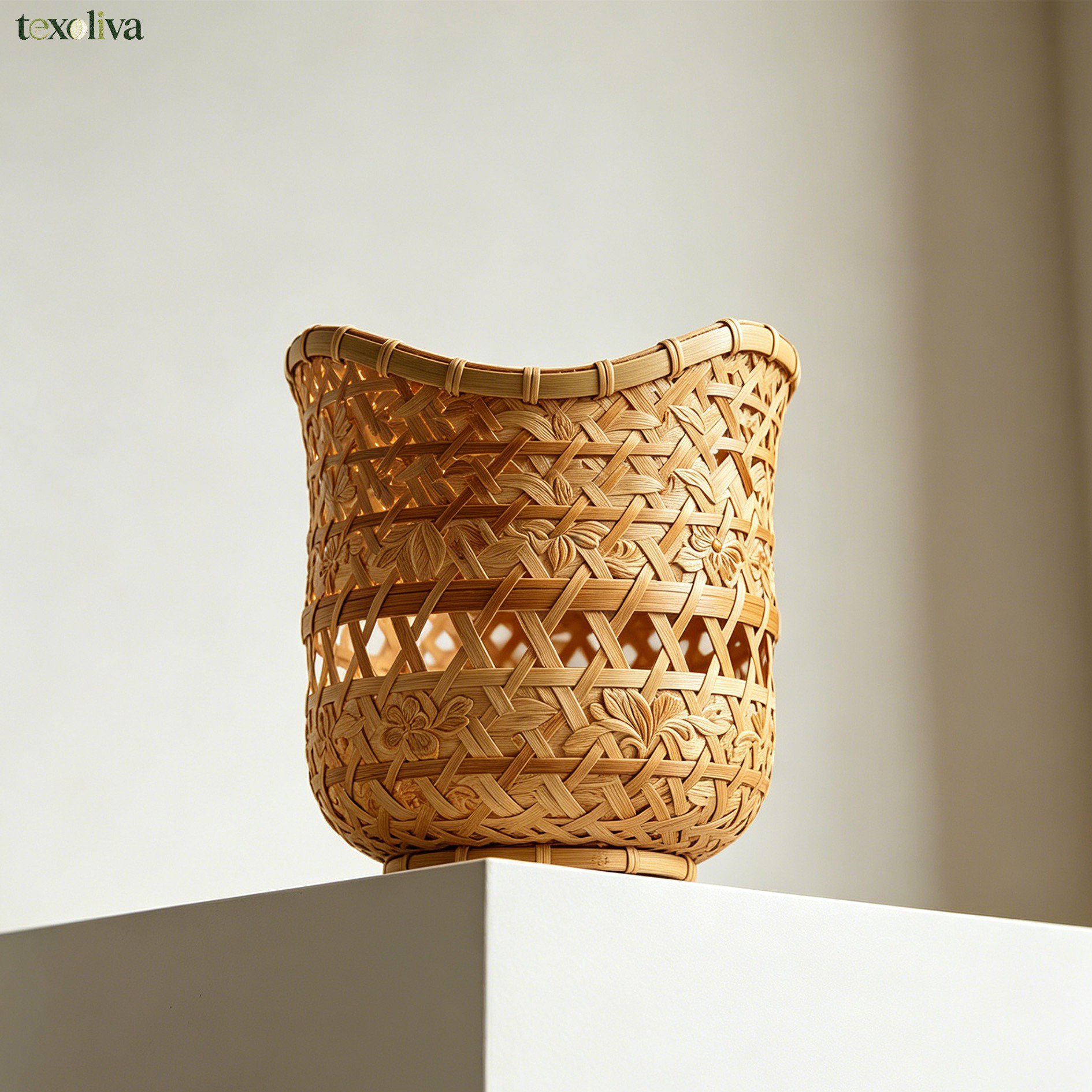 Handmade bamboo wall hanging basket