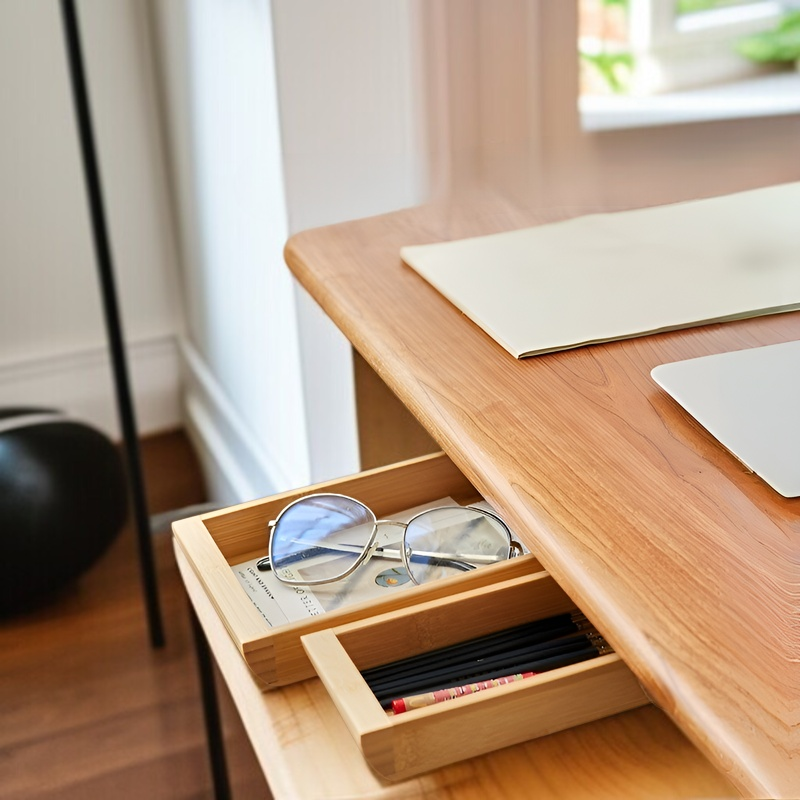 木製のクリエイティブな引き出し式小箱、雑貨用、オフィスの机下引き出しボックス、収納アーティファクト、目に見えないペン収納ボックス