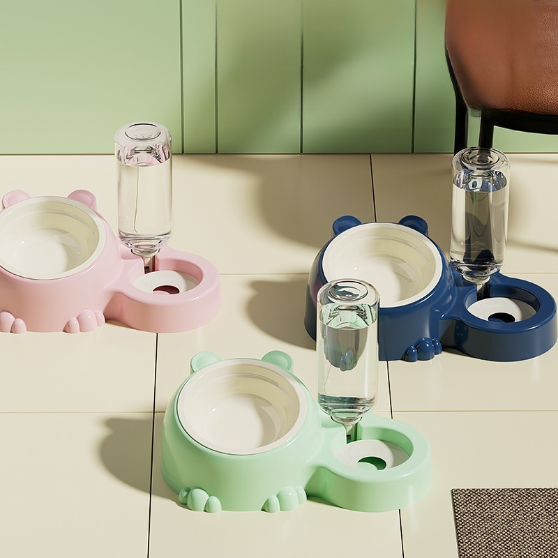 Double Bowl Pet Water and Food Bowl for Cats and Dogs