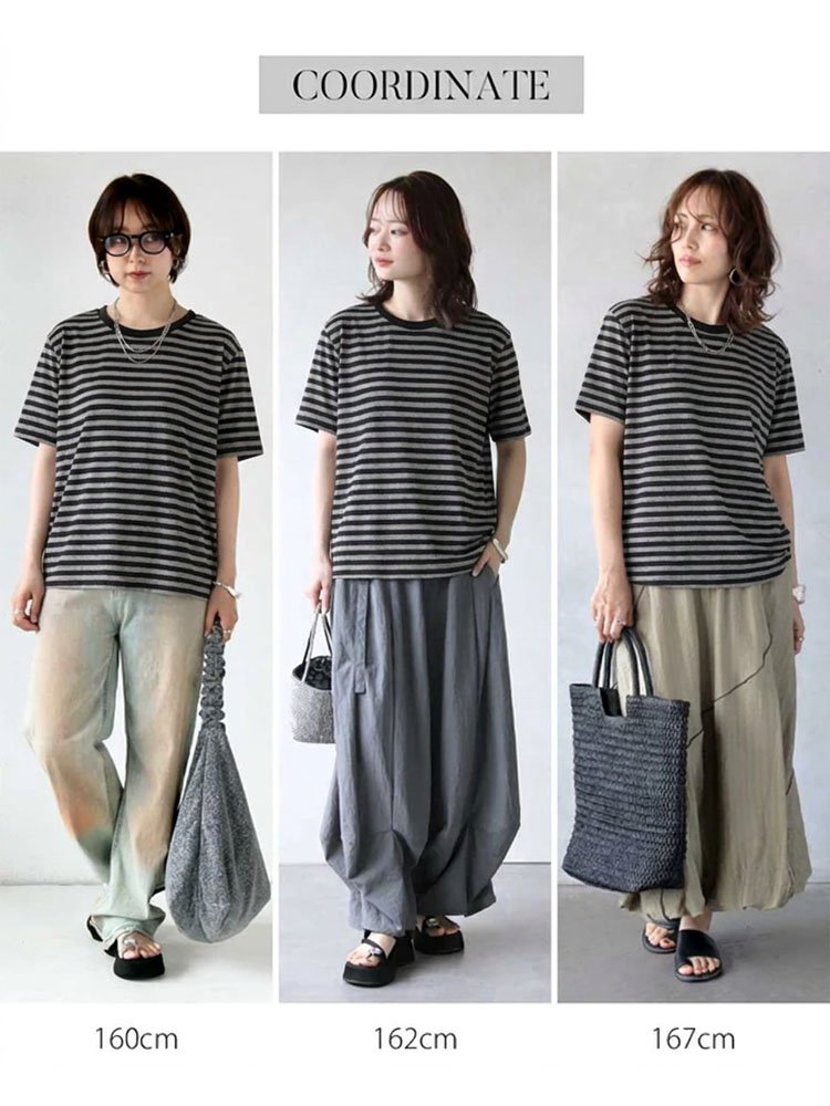 大人上品な麻風ボーダーTシャツ | 日常を格上げする特別な一枚