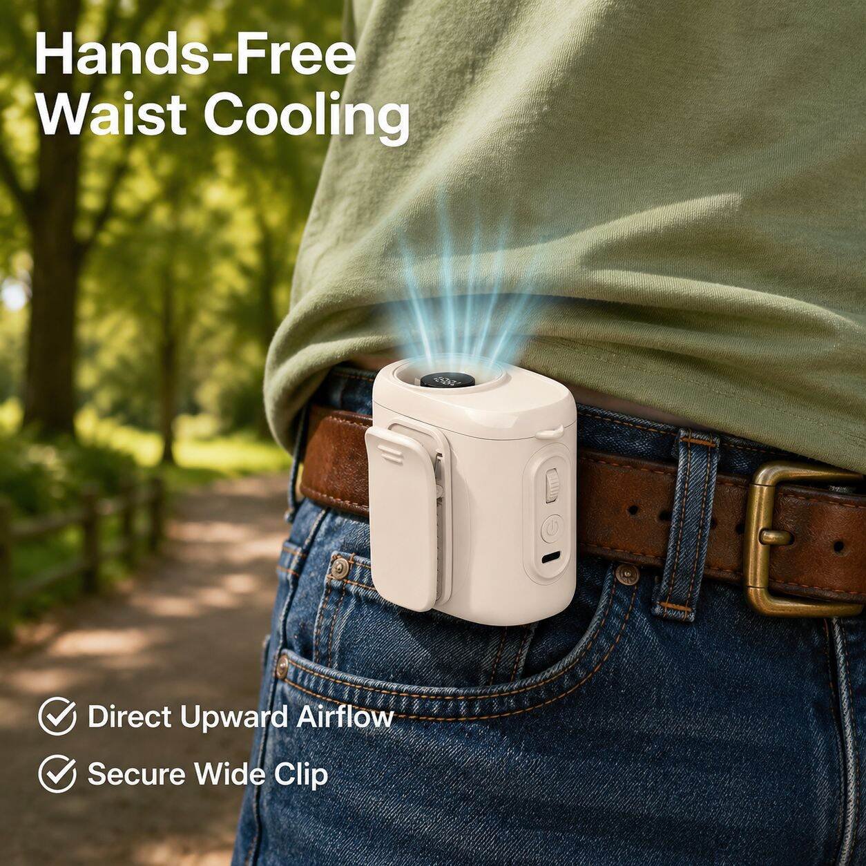 Outdoor Multi-Purpose Mini Clip Fan, Wearable Waist Fan