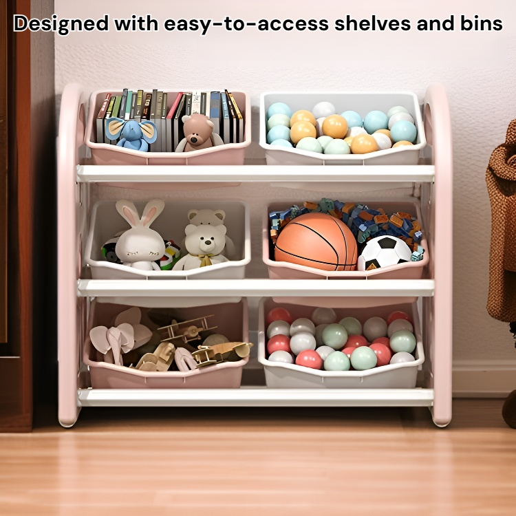 Children's Organizer Shelf with Storage Boxes, Toy Storage Rack
