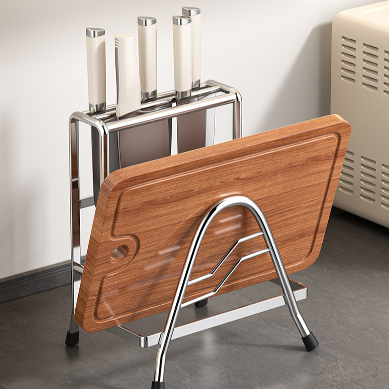 Estante de almacenamiento de acero inoxidable para cuchillos y tapas de ollas