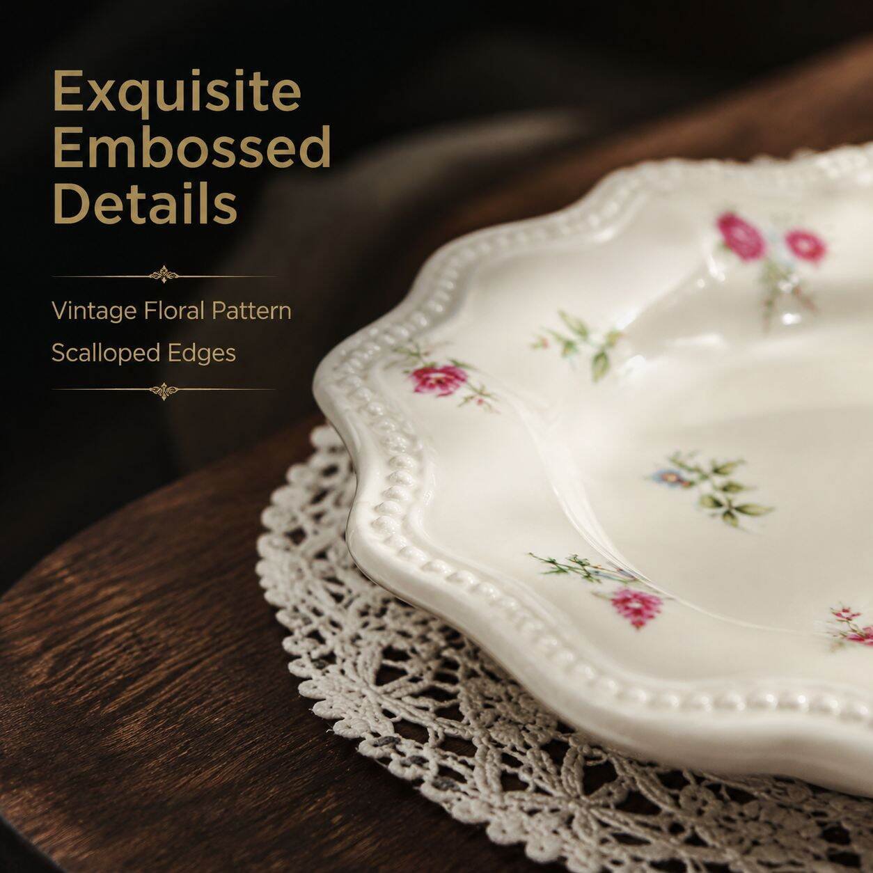 Fleur Ceramic Round Plate 26cm 2-piece Set/Home Gift