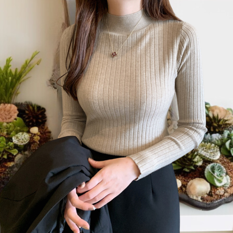 レディースセーター女性ハーフハイネックニットセーターアウター長袖トップススーツボトムシャツスリムインナーニットセーター女性ハーフハイネックアウタースリムニットセータートップススーツボトムシャツ