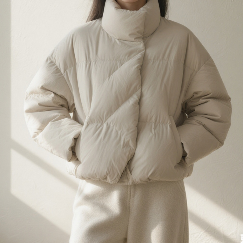 여성용 그레이 숏 패딩 점퍼