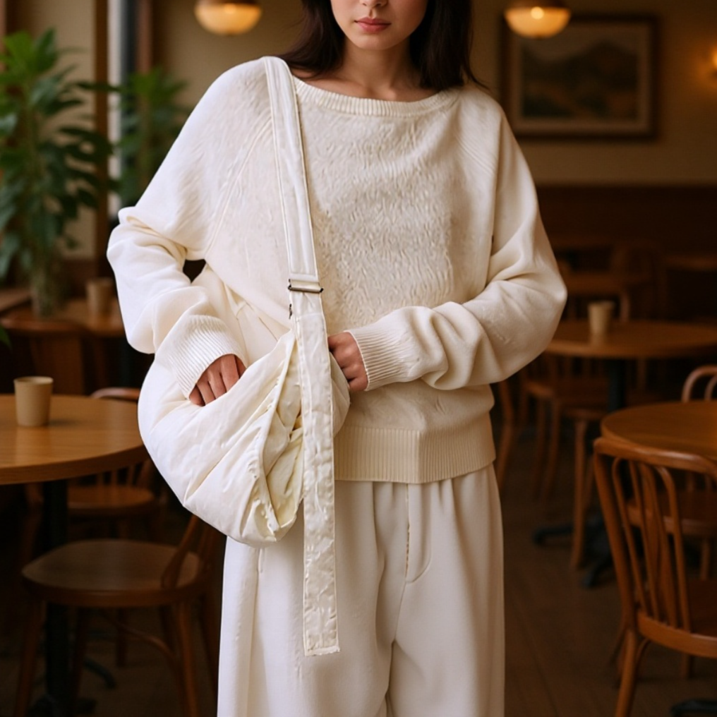 愛とナンシー十三行 2026年 韓国風 オフショルダー 保温ウール ニット レディース 