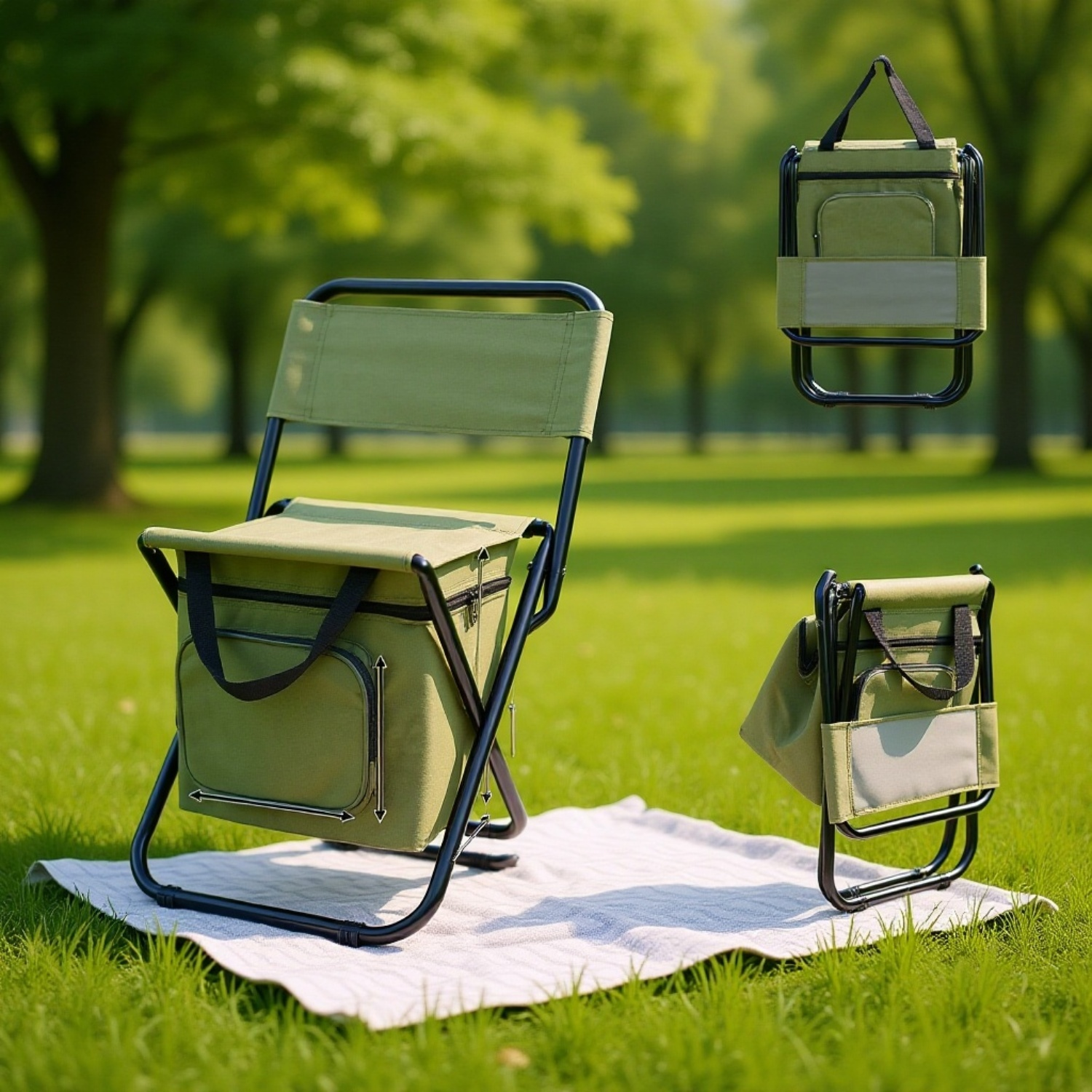 수납 공간이 있는 휴대용 접이식 야외 캠핑 의자