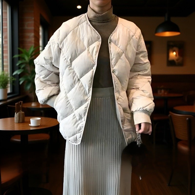 여성용 버튼다운 코튼 코트