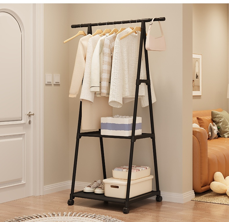 免釘安裝多用途落地衣架