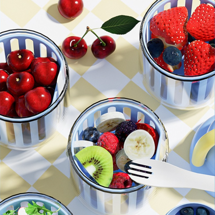 便攜式大容量雙層瀝水沙拉杯