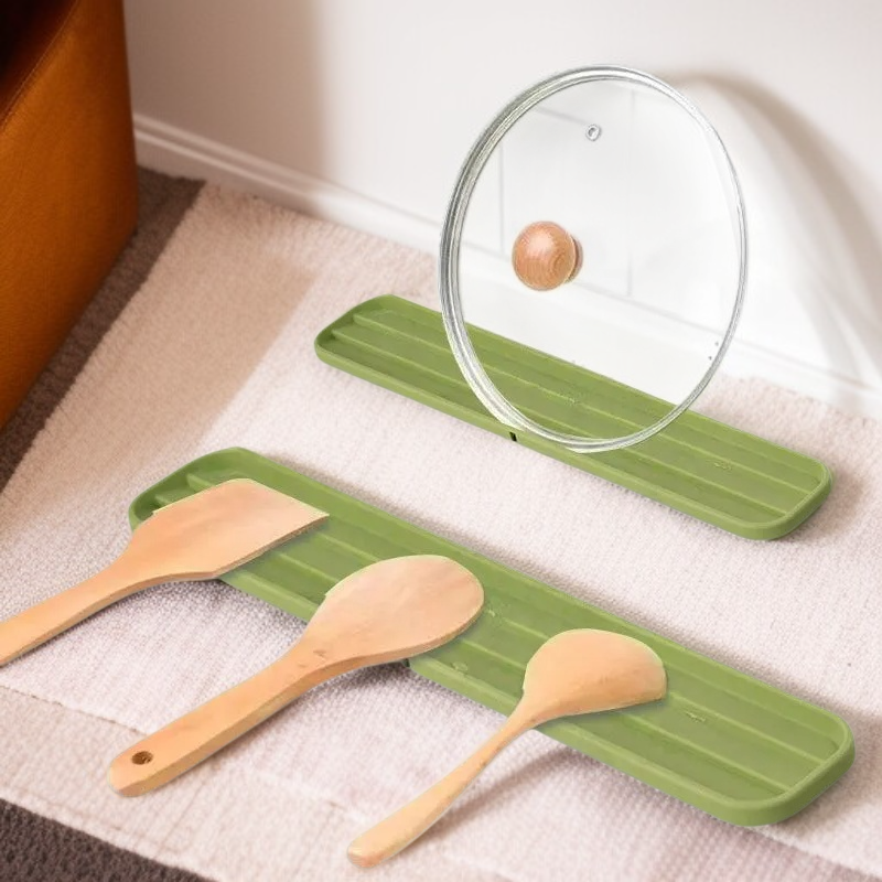 Alfombrilla de drenaje y almacenamiento de silicona multifuncional para tapas de ollas