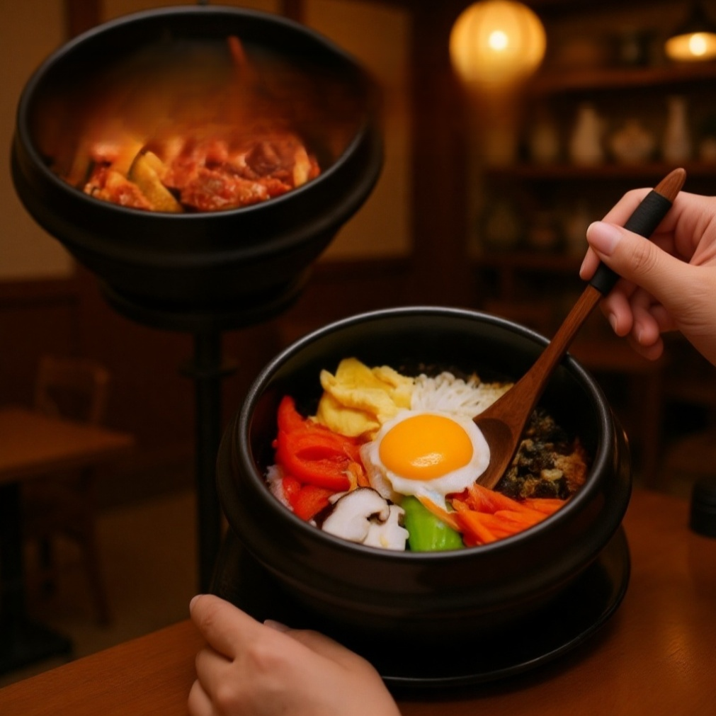 Cooking tray for bibimbap