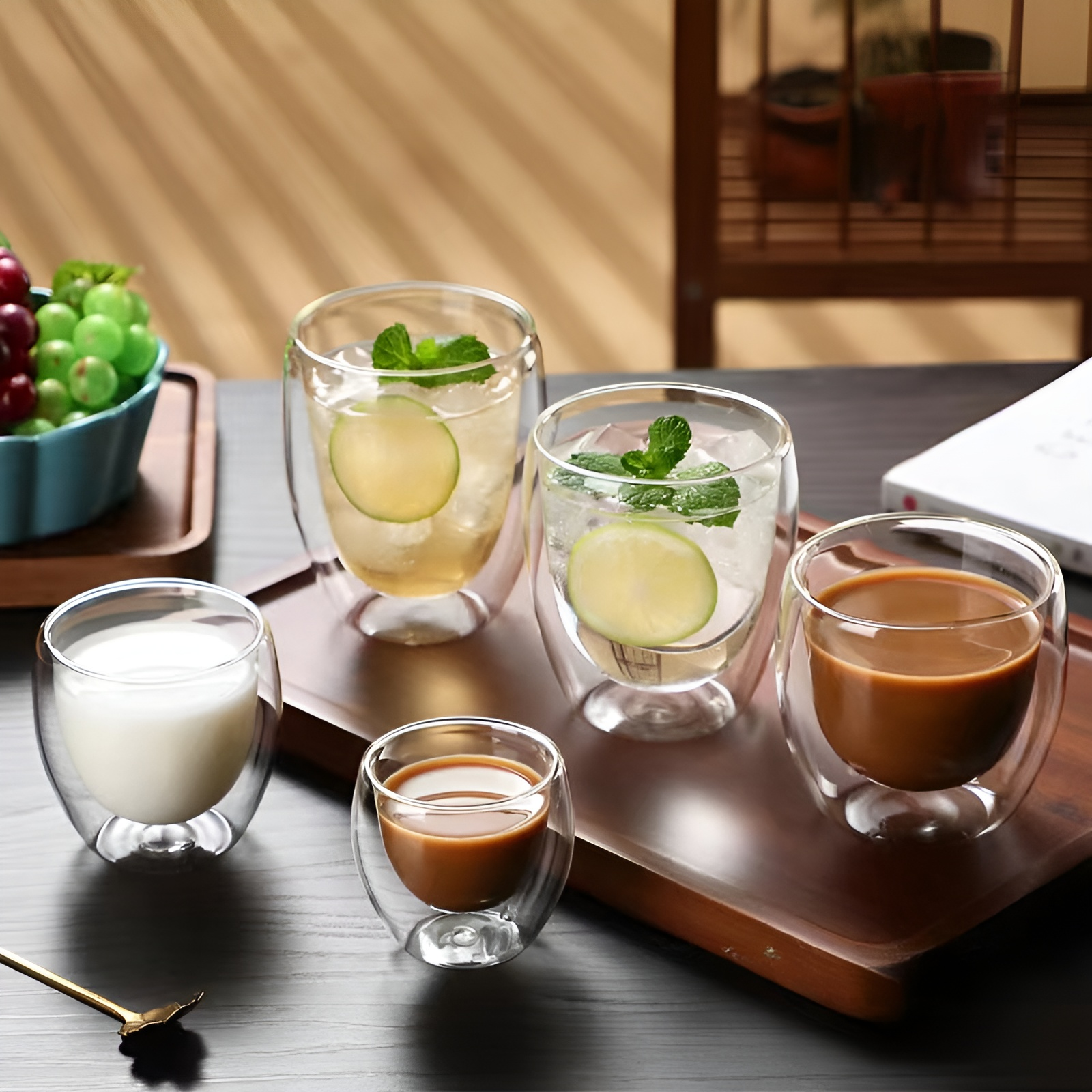  Insulated Double Wall Glass Mug