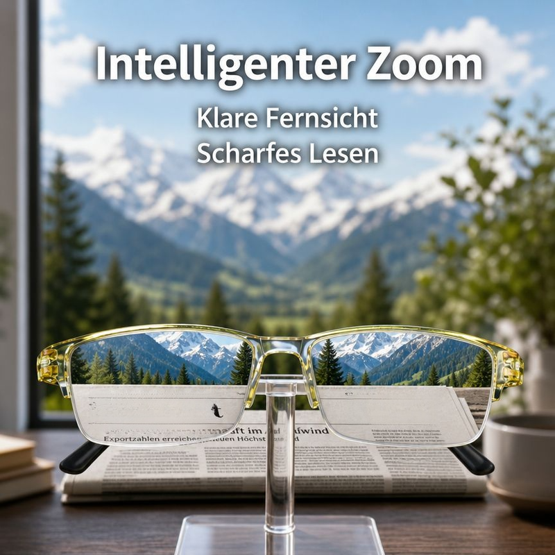 Herren Intelligente Zoom Lesebrille mit gelben Gläsern und Blaulichtschutz, modisch und bequem