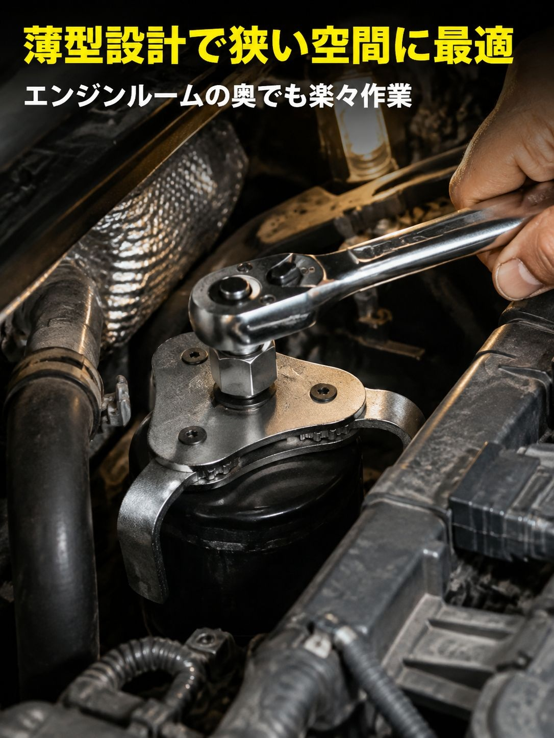 オイルフィルターレンチのサイズ調整機能