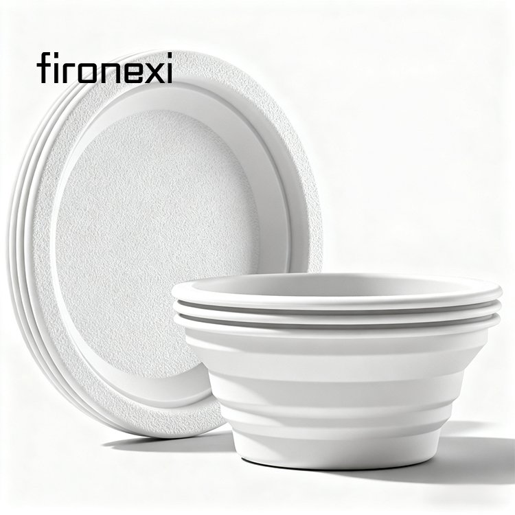 ชามพับได้แบบใช้แล้วทิ้งสำหรับการเดินทางกลางแจ้ง (แพ็ค 5 ใบ)