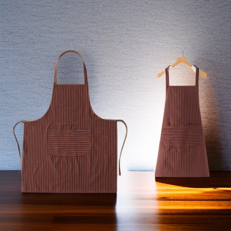 Close-up of cotton linen fabric and stripes on apron