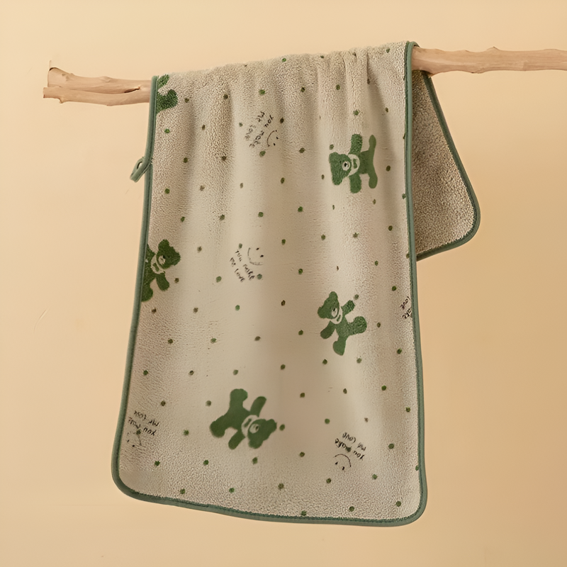 Bear Hanging Thickened Coral Fleece Bath Towel & Towel, Non-shedding, Odor-free