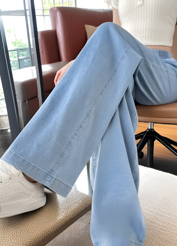 하이웨스트 와이드 팬츠 착용샷