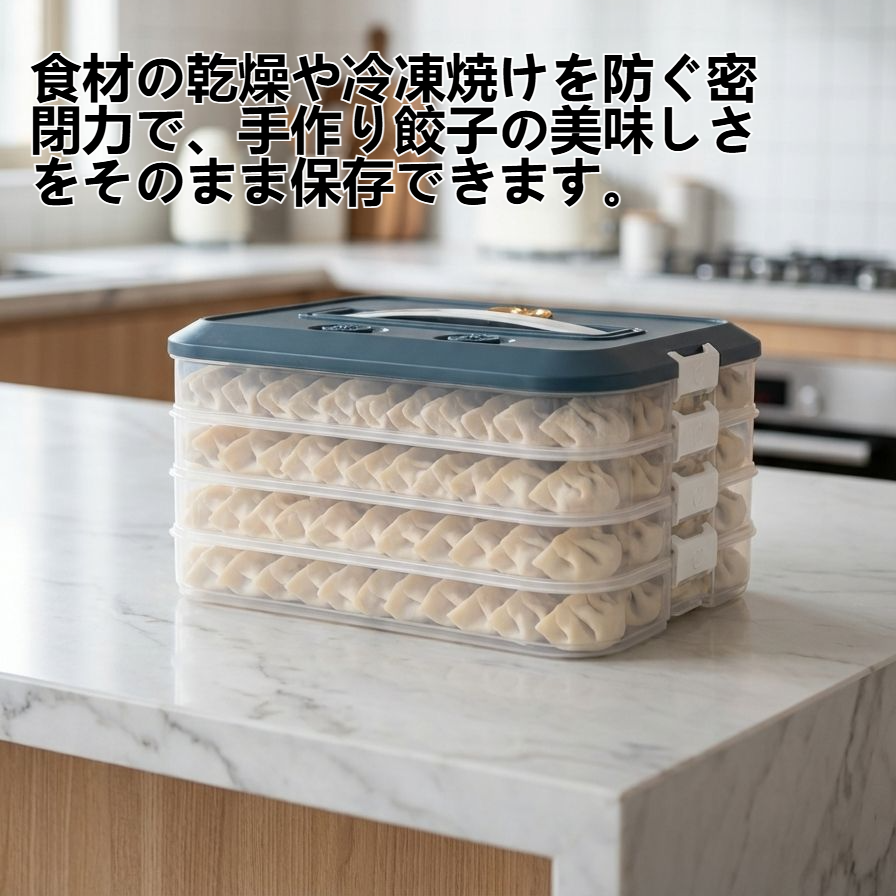 大容量餃子用密閉式保存容器の正面写真