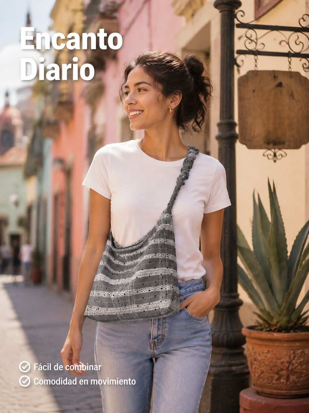Bolso de lona con lunares de gran capacidad para trabajo y uso diario, estilo coreano