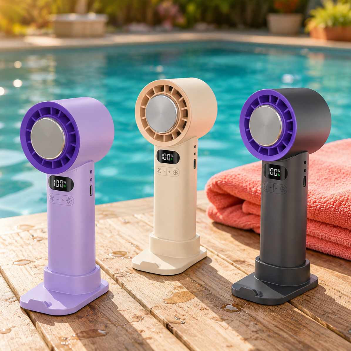 Desktop folding cooling fan, handheld fan, high-speed powerful turbine neck fan