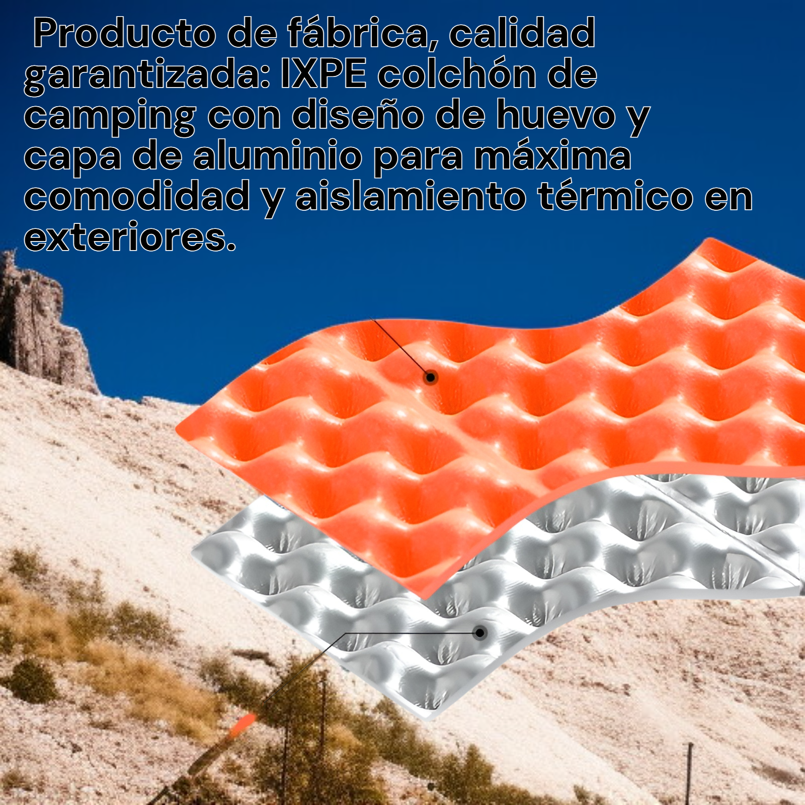  Esterilla de picnic IXPE aluminizada, diseño de huevera, para acampar y colocar bajo la tienda