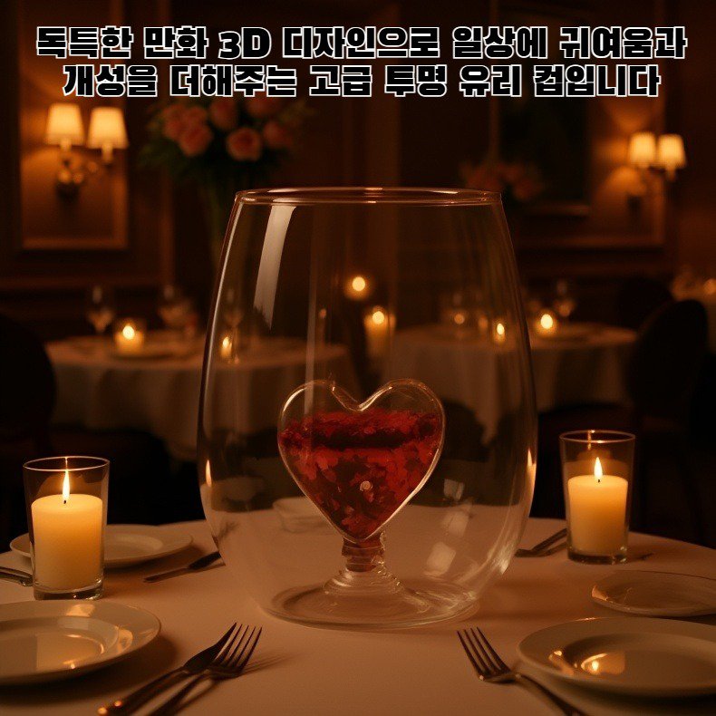 만화 3D 유리 컵, 가정용 투명 컵, 고붕규산 유리 컵