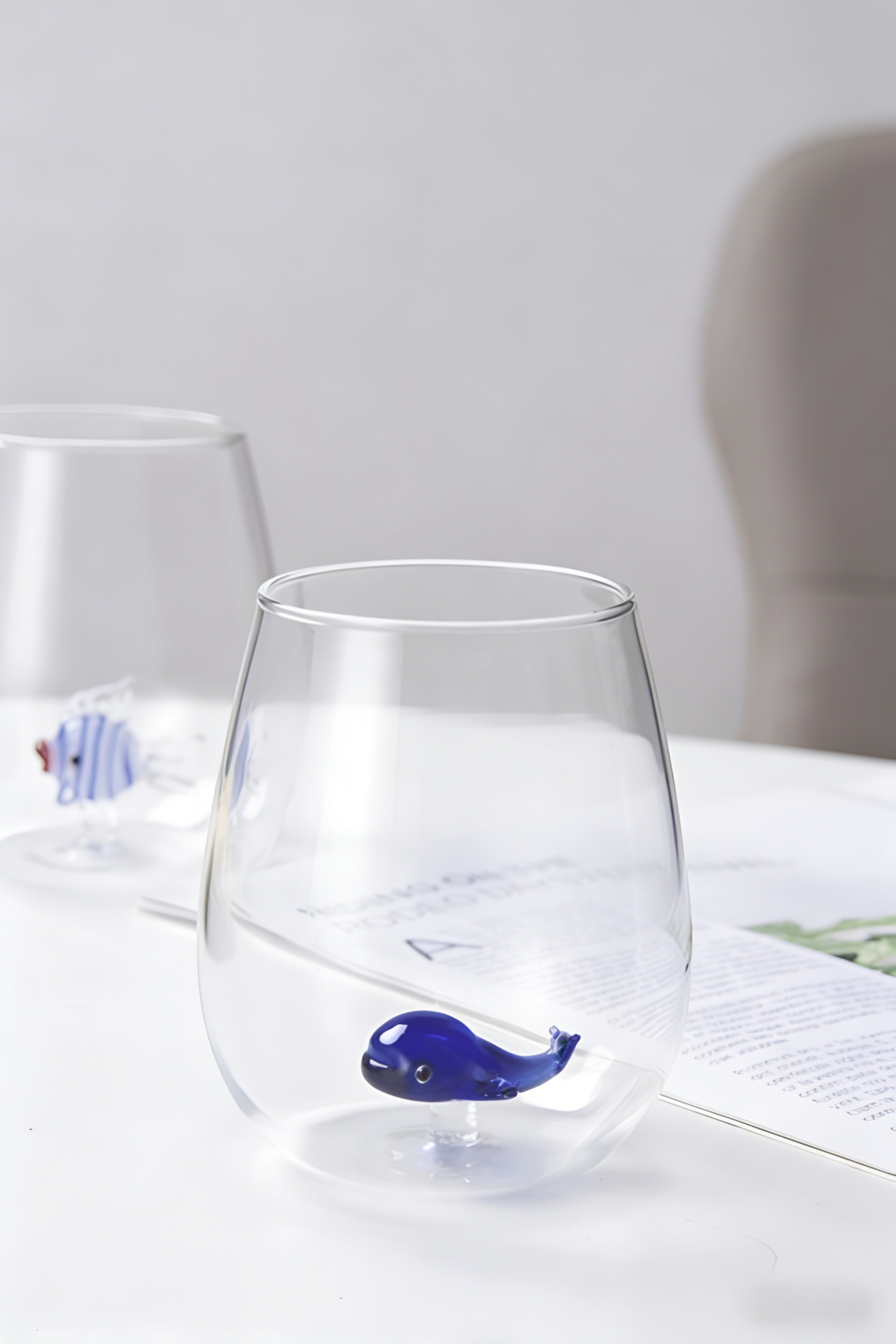 Whale shaped glass water cup
