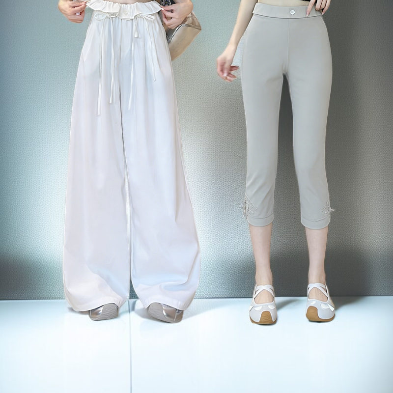 スイート＆クールカジュアル ワイドパンツ フェイクヒップカバー 2種類の丈 サイドポケット 万能コーデ