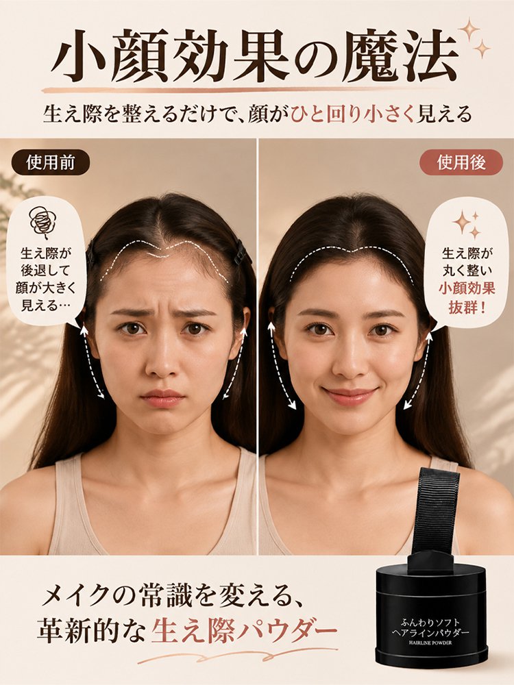 【SNS話題沸騰】汗・水に強い生え際・小顔カバーパウダー