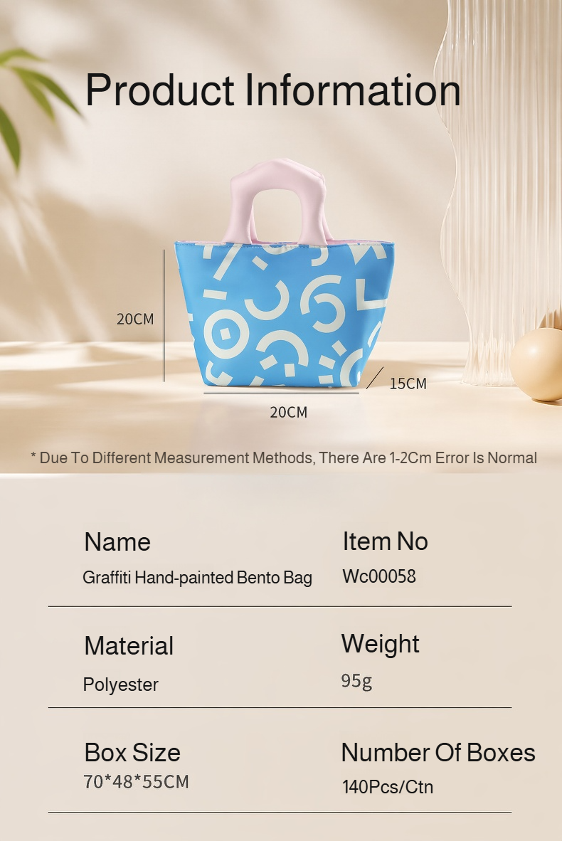 Graffiti insulated lunch bag with sturdy handles