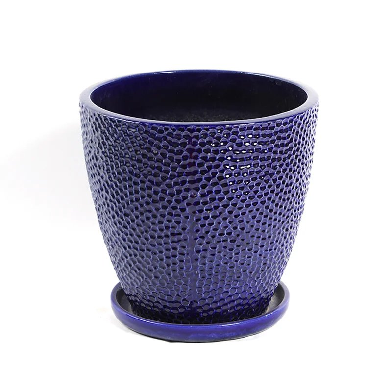 Large ceramic tile planting wooden bowl