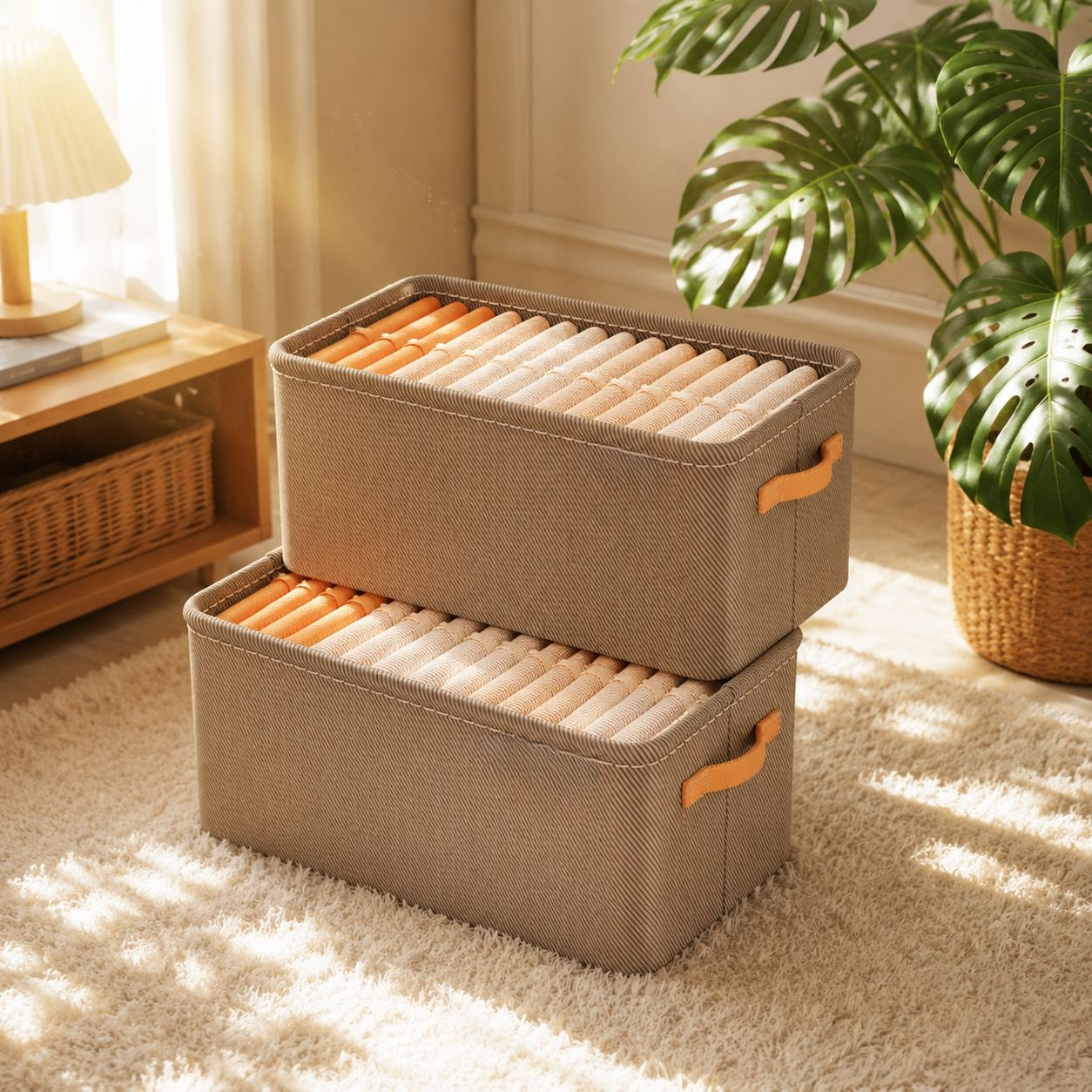 Versatile fabric boxes for organizing clothes