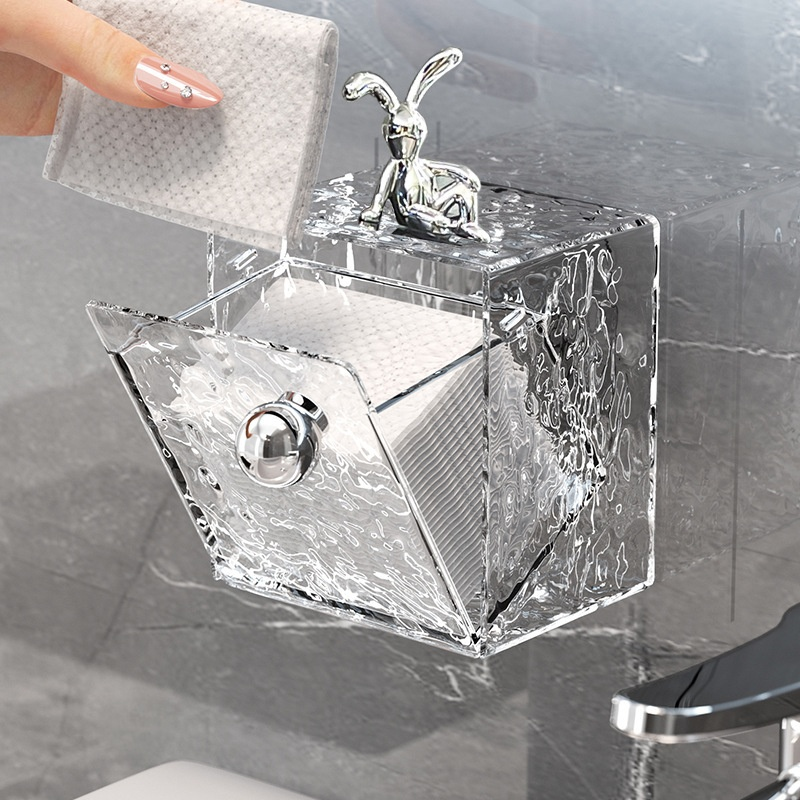 衛浴化妝棉收納壁掛翻蓋棉花棒盒