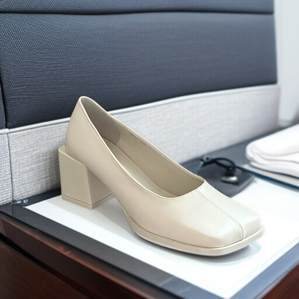 단화 여성 힐 넓은 머리를 한 발로 하이힐을 신다 스퀘어 스틸레토 힐 통굽 힐