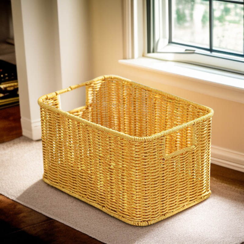 데스크탑 간식 화장품 수납 바구니 라탄 스타일 커피 테이블 수납 바구니 거실 TV 캐비닛
