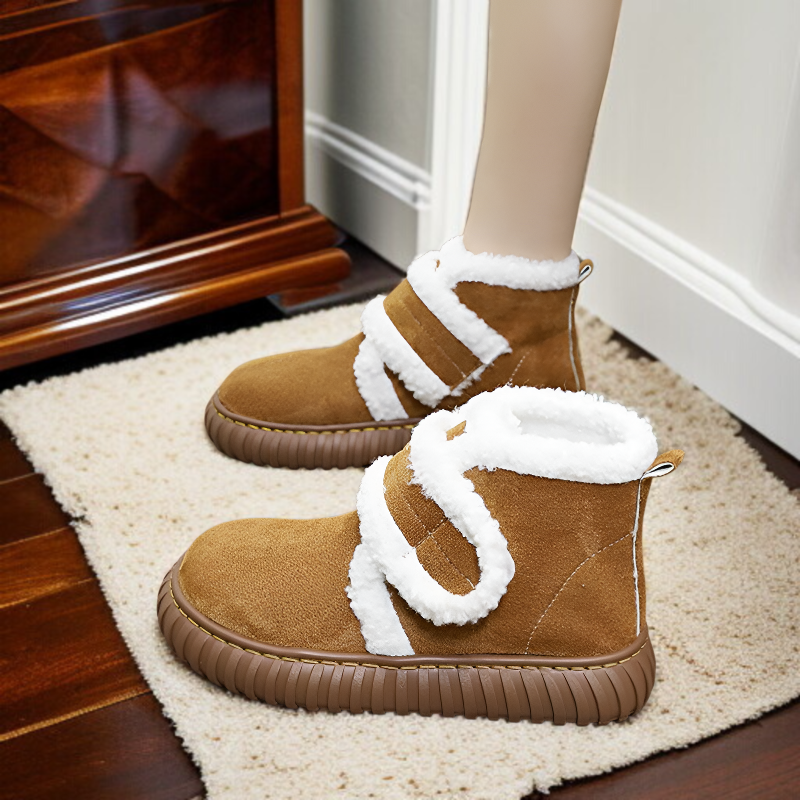 여성 면화 여성 융털에 두꺼운 모피 일체형 스노우 부츠 따뜻한 겨울 스키 부츠