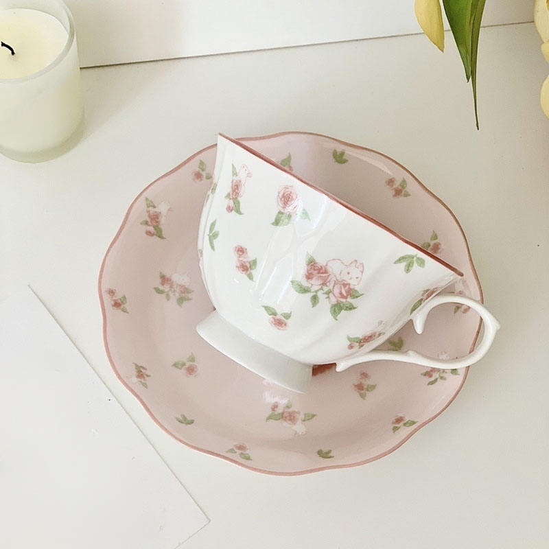 Ins Retro French Ceramic Coffee Cup and Tea Dish Set