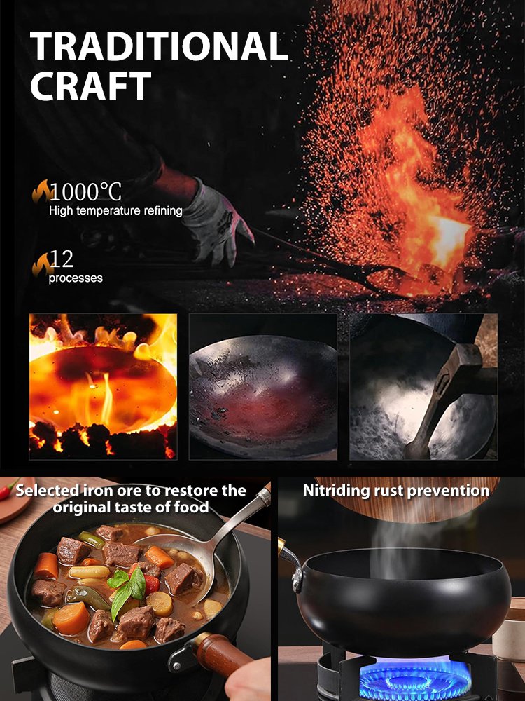 [Uncoated healthy pot] Traditional Forged Big-Belly Pot