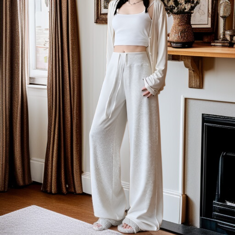 하이웨이스트 슬림핏 와이드 팬츠