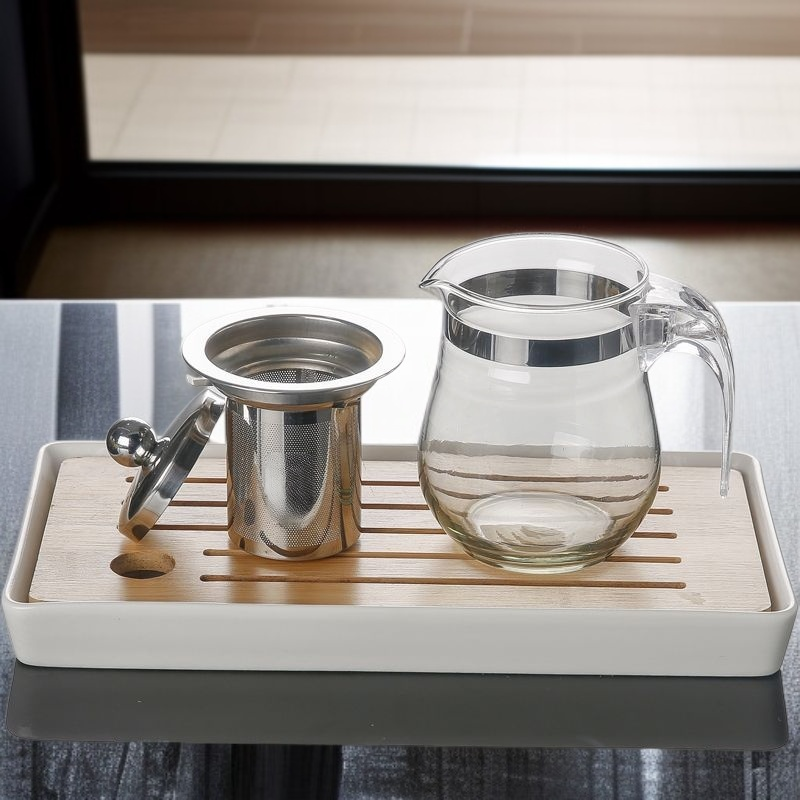 내열 유리 꽃 찻주전자 세트