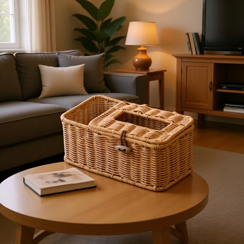 علبة مناديل خيزران لمكتب منظم ونظيف