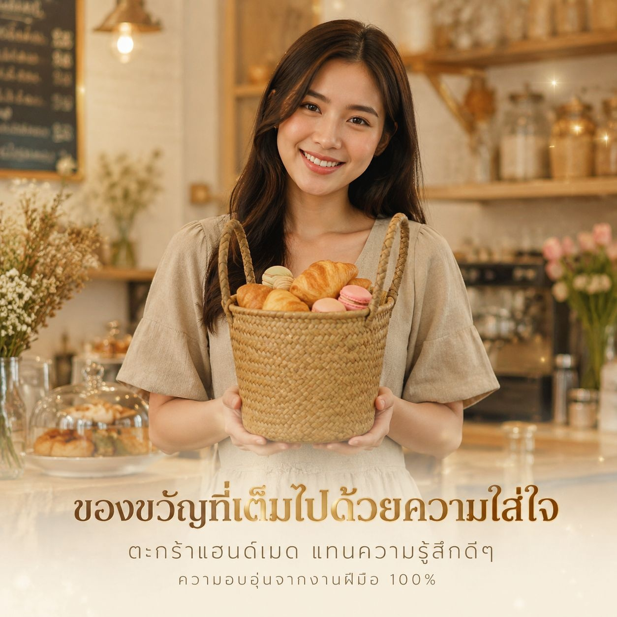 ตะกร้าสาหร่ายถักมือสำหรับใส่ของและชุดของขวัญขนมอบ