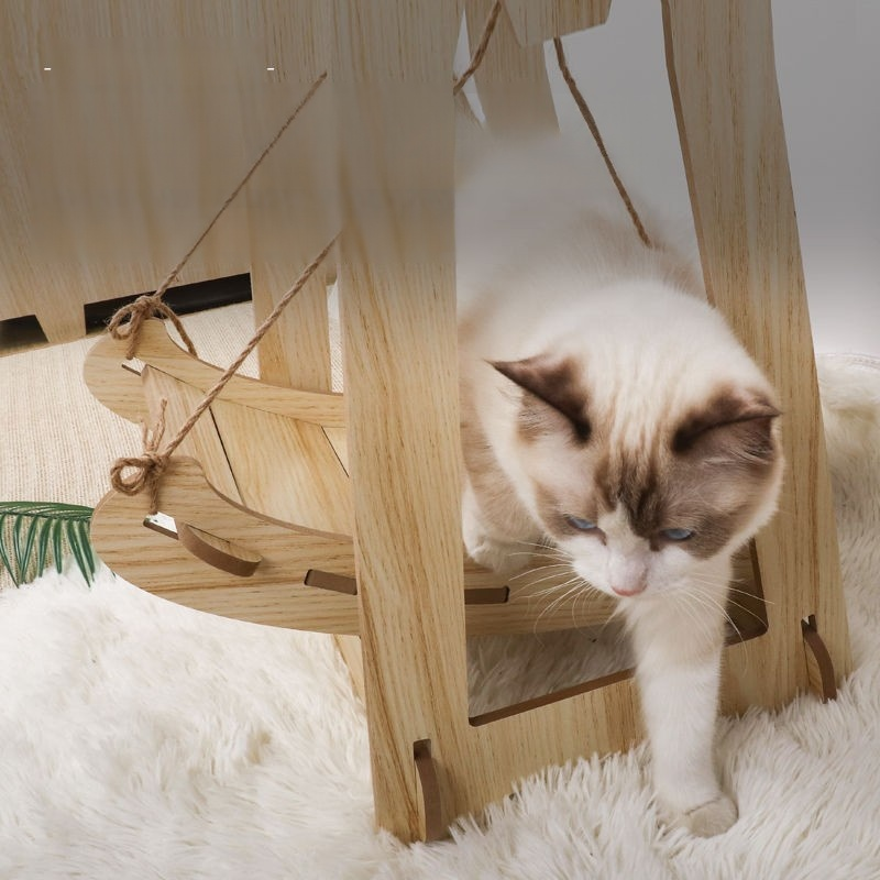 Wooden Rocking Bed for Cats