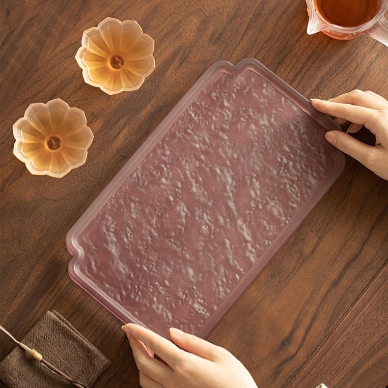 Frosted Amethyst Glass Tea Set, Five-Piece Collection