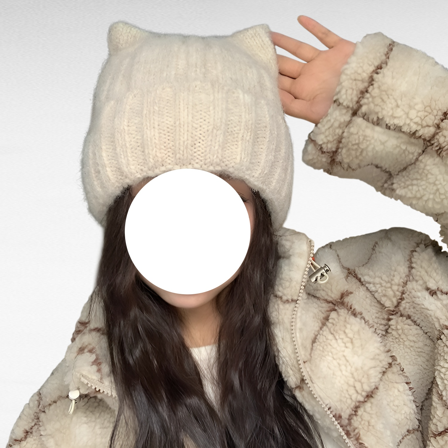 여성용 고양이 귀 니트 모자 4가지 색상 겨울 방한 귀여운 울모자 얼굴형 보정