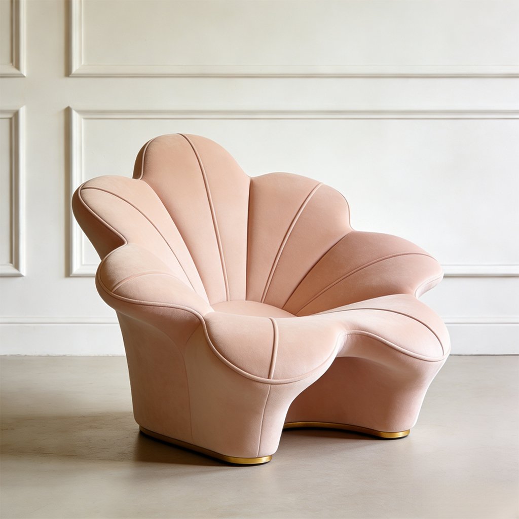 Silla individual con forma cóncava de pétalo