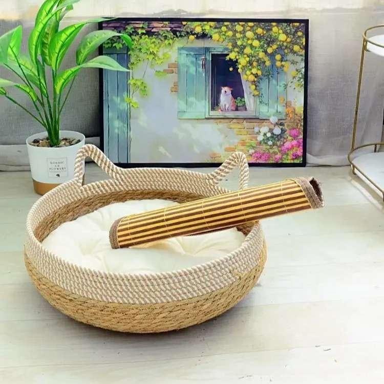 Detachable Woven Cat Bed